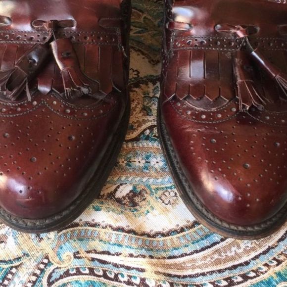 Hanover Masterflex Tassled All Leather wingtip Kiltie Cordovan loafer 8 burgundy - Picture 6 of 8